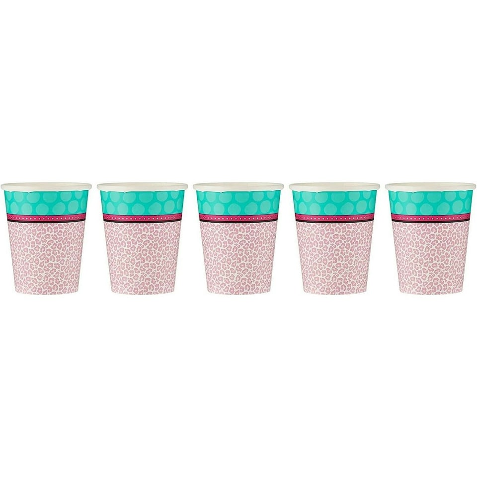 image 1 of Creative Party Paper Cheetah Print Party Cup (Pack of 8) - Pink/Blue/White - One Size