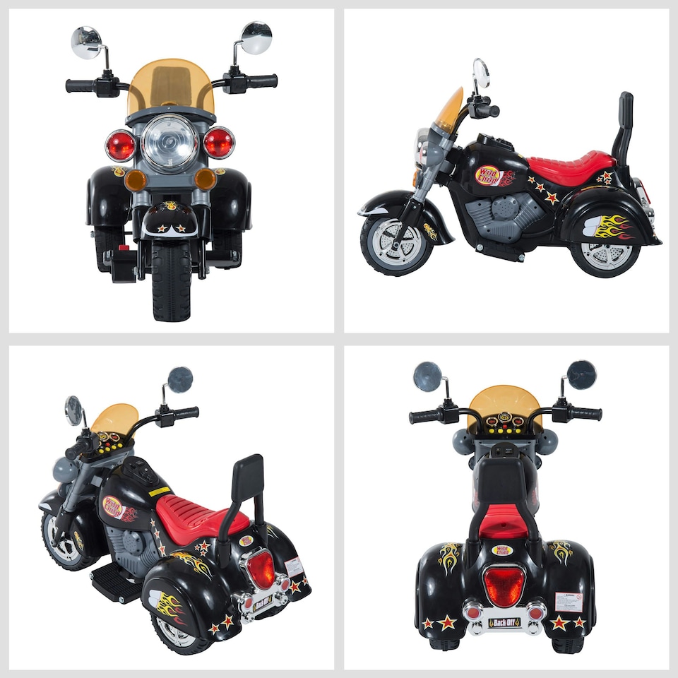 image 1 of HOMCOM 6V Kids Electric Motorbike Child Ride On Toy w/ Lights Sound Black