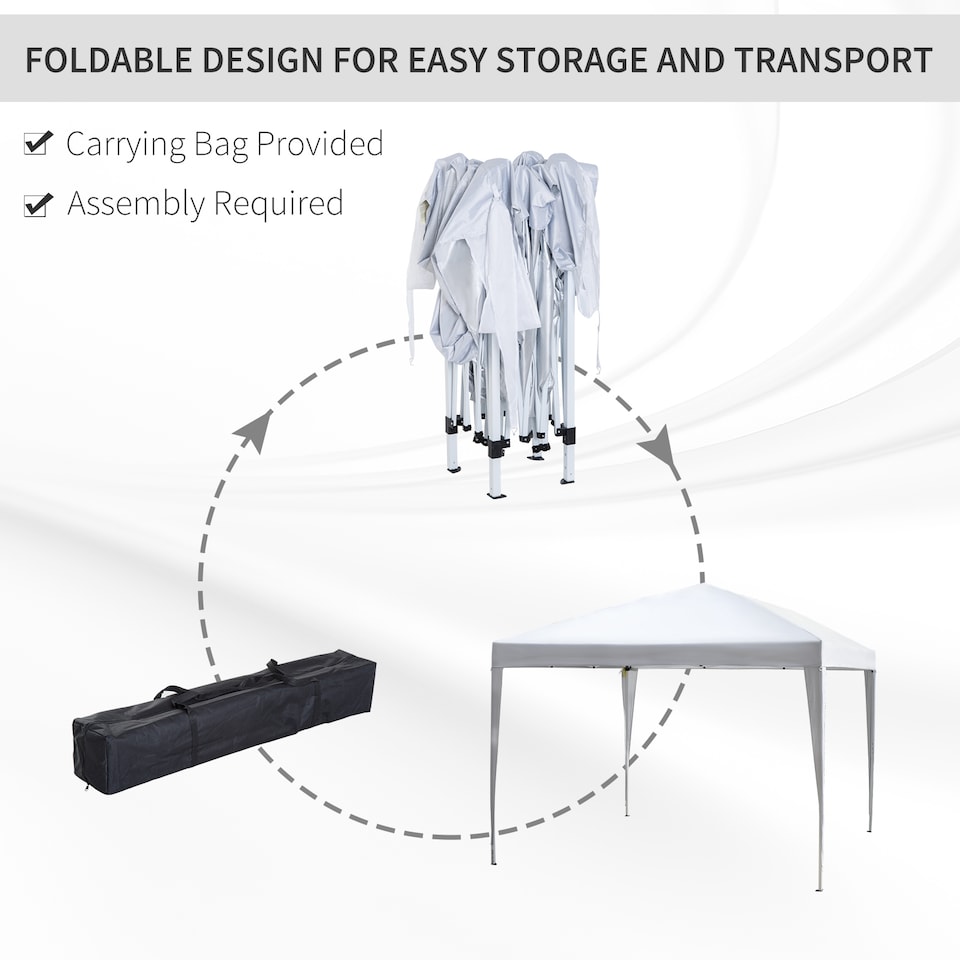 image 1 of Outsunny 3 x 3M Garden Pop Up Gazebo Height Adjustable Marquee Party Tent Wedding Canopy with Carrying Bag, White