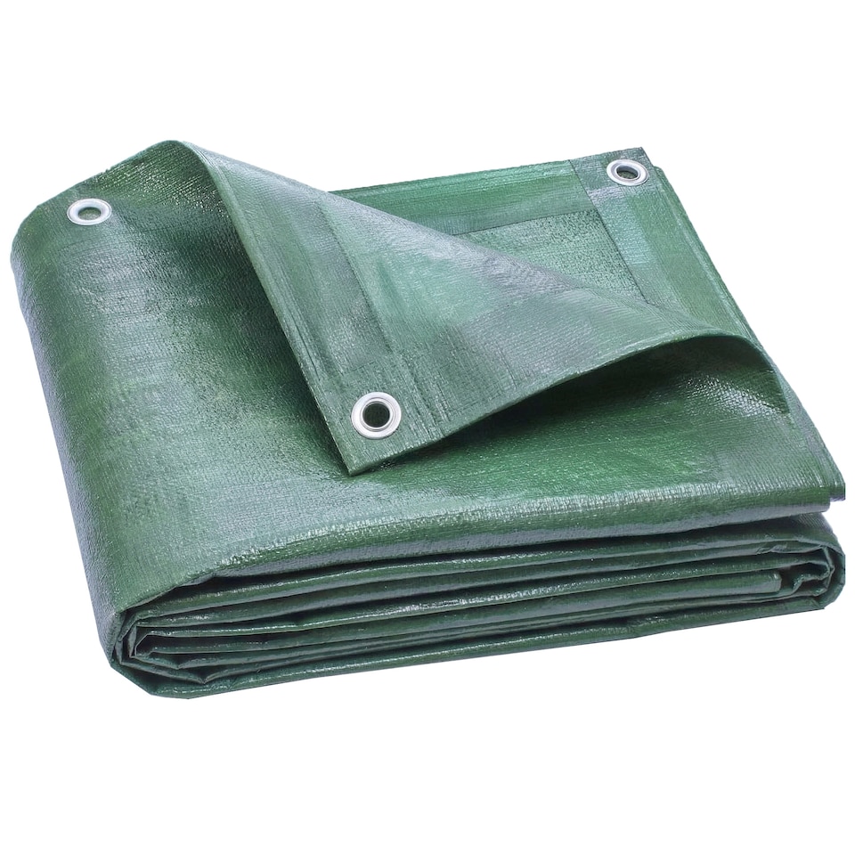 image 1 of Outsunny 3 x 4m Waterproof Tarpaulin, 90GSM Tear-Resistant PE Tarp | Green | Green | 300 x 400 cm