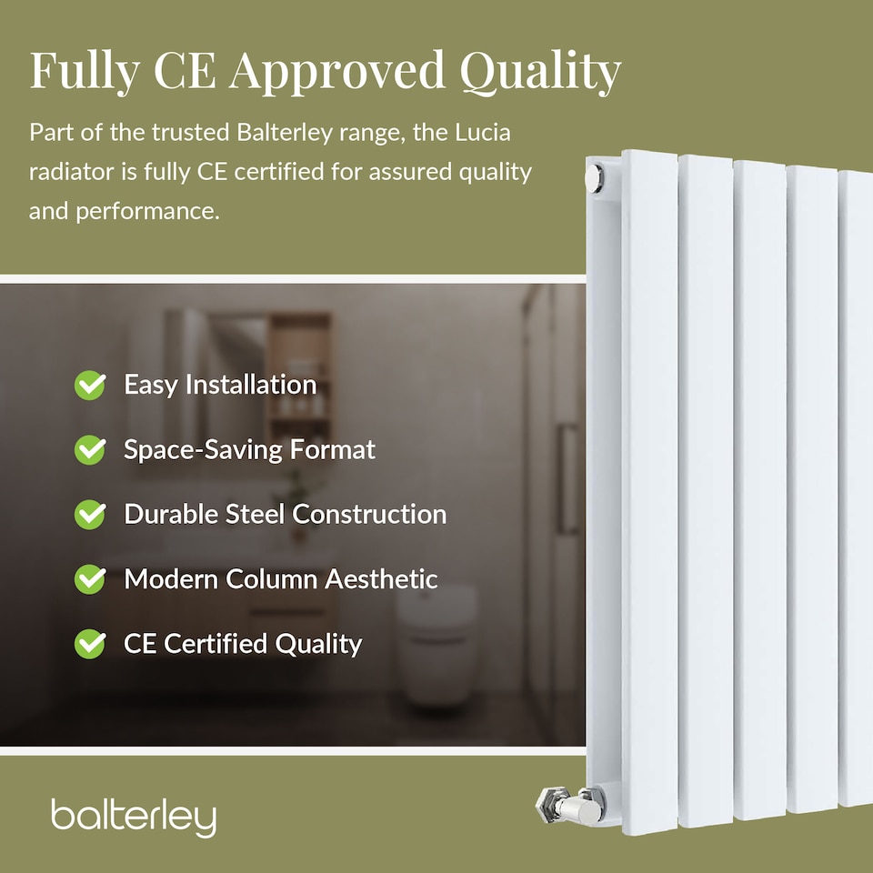 image 1 of Lucia Square Horizontal Double Panel Radiator, 600 x 992mm Satin White | White | Satin White | 1