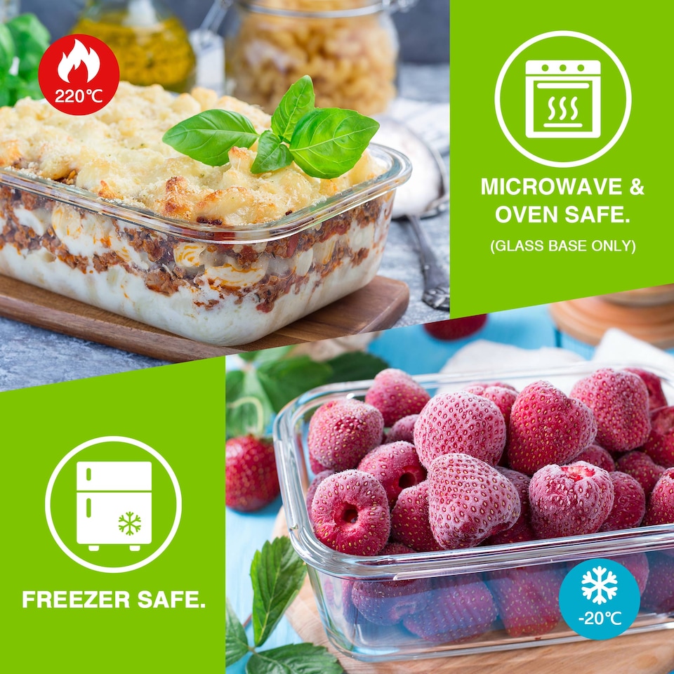 image 1 of VonShef 12Pc Glass Containers with Lids (320ml to 1L Capacities)