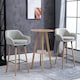 image 2 of HOMCOM 2 PCs Upholstered Bucket Seat Bar Stools w/ Solid Wood Legs Beige