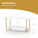 image 2 of COSTWAY Faux Marble Top Coffee Table 2-tier Tea Table White