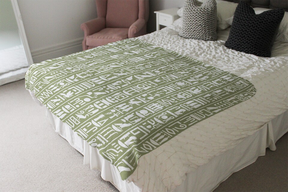 image 1 of Egyptian Hieroglyphic Decorative Blanket | Multi