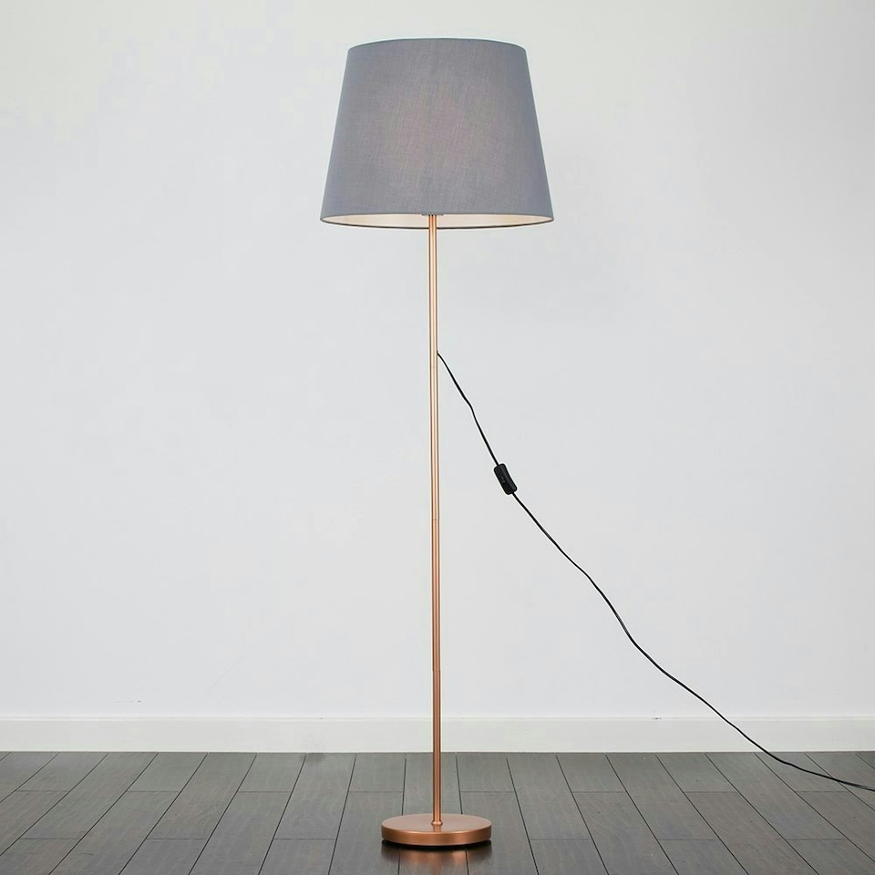 image 1 of ValueLights Modern Copper Metal Standard Floor Lamp With Grey Shade