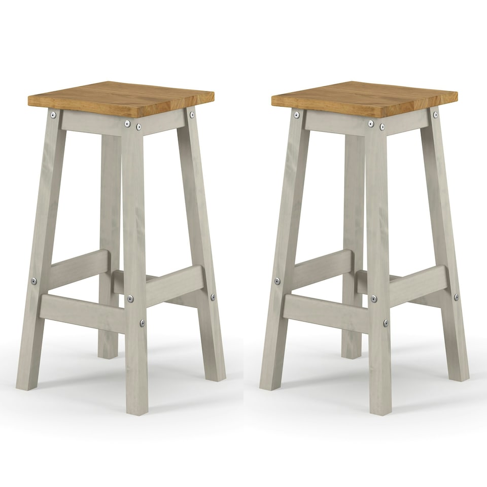 image 1 of Corona Grey, Live Edge High Breakfast Stools (Pair) Grey