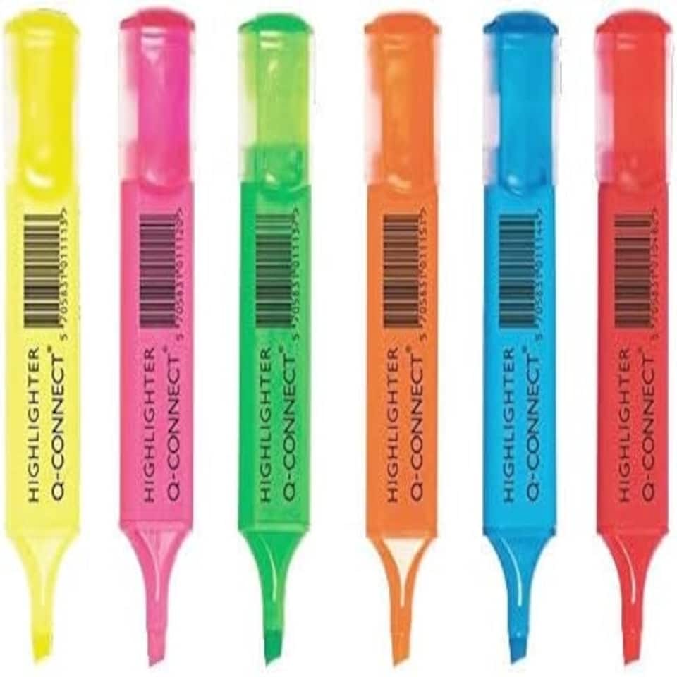 image 1 of Pack of 6 Q-Connect Assorted Highlighter Pens