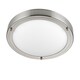 image 2 of Portico Bathroom Flush Ceiling Light Frosted Glass, Satin Nickel IP44, E27