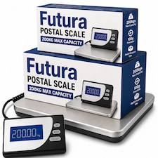 Futura Heavy Duty Digital Postal Scales 100kg/220lb Capacity | Silver | Silver | 30 x 28 x 3 cm | 1