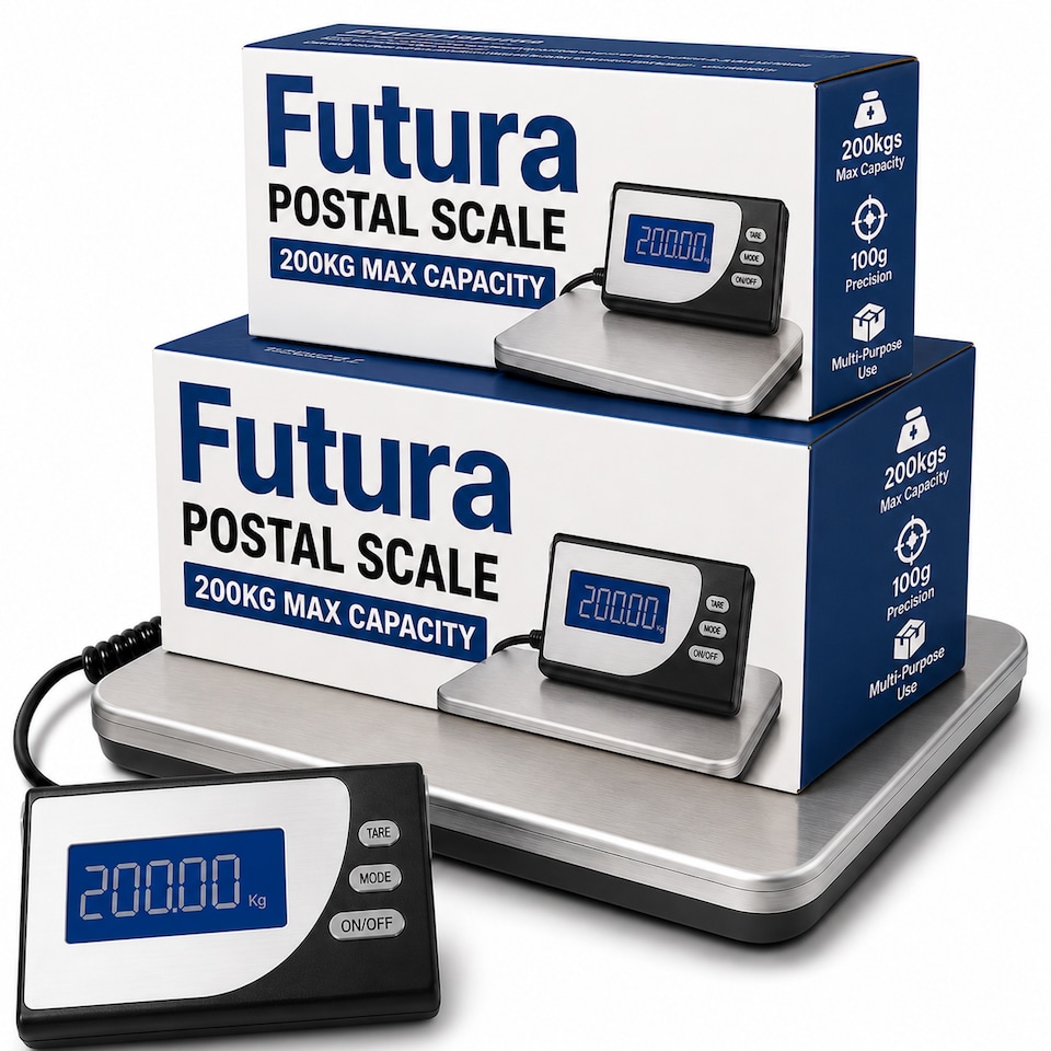 image 1 of Futura Heavy Duty Digital Postal Scales 100kg/220lb Capacity | Silver | Silver | 30 x 28 x 3 cm | 1