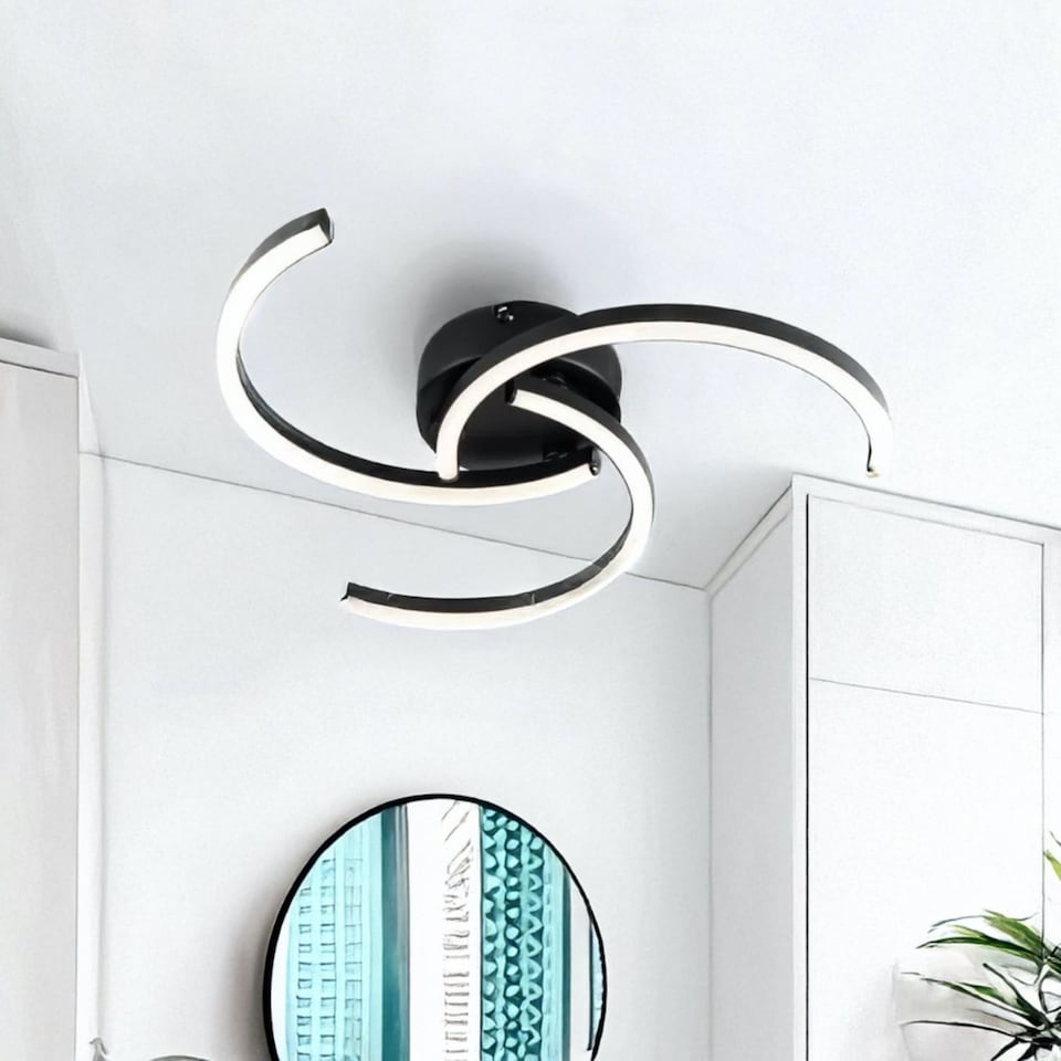 image 1 of Curve - Black LED Flush Ceiling Light | Black | 1