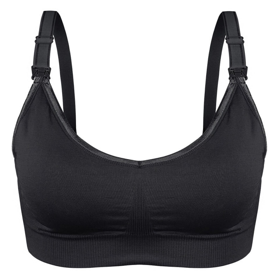 image 1 of Soft & Comfortable Wireless Nursing Bra with Easy Open Clips - Small / Black