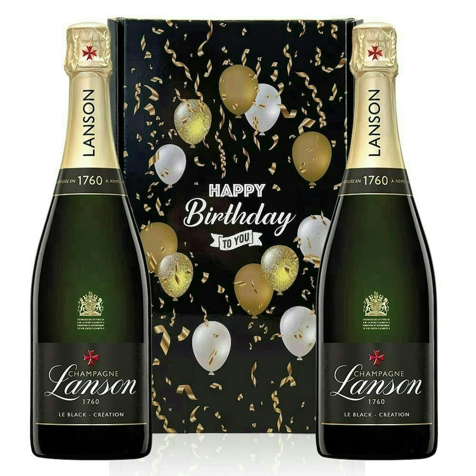 Lanson Le Black Creation Brut Champagne, Happy Birthday Twin Gift Box (Case of 2, 75cl) 12.5% abv