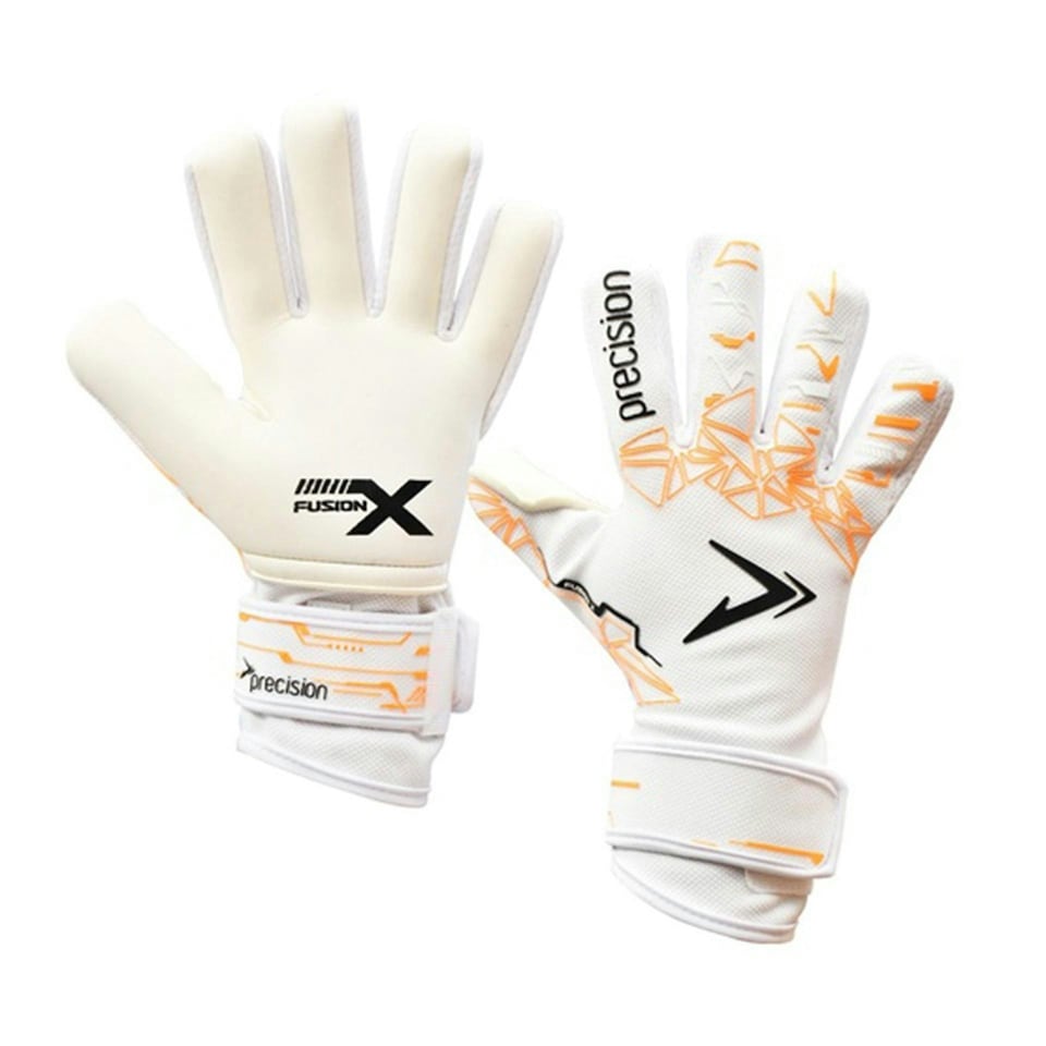 Precision Unisex Adult Fusion X Pro Lite Giga Goalkeeper Gloves - White/Fluorescent Orange - 9.5