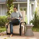 image 2 of Outsunny Rattan Garden Recliner Chair Sun Lounger w/ Side Tray Brown