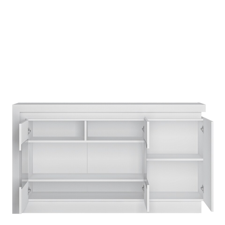 image 1 of Lyon 3 Door Glazed Sideboard (including LED lighting) in White and High Gloss