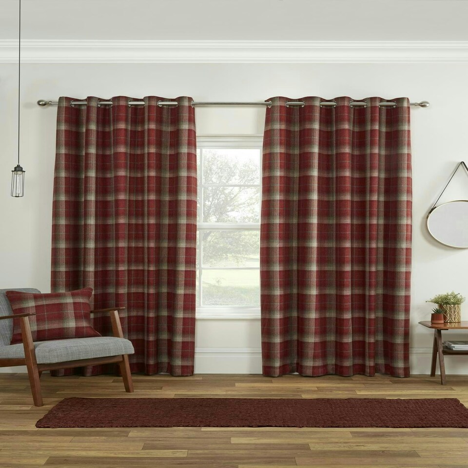 image 1 of Carnoustie Eyelet Blackout Curtains - Red - 168cm x 183cm