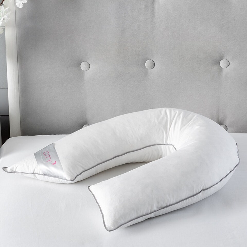 image 1 of V Shape Duck Feather And Down Luxury Pillow 100% Cotton Cover White