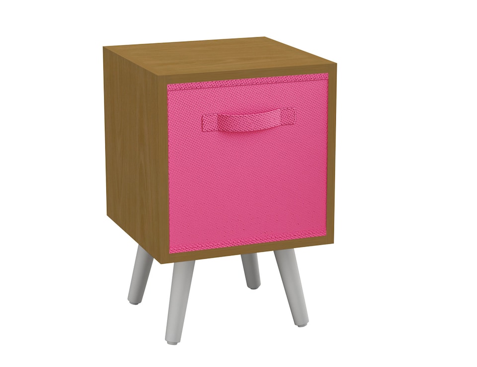 image 1 of Beech 1-Drawer Cube Shelving Unit with Scandinavian Legs | Pink | Dark Pink & White | 1