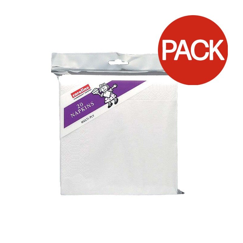 Caroline 2 Ply Napkins (Pack of 20) - White - One Size
