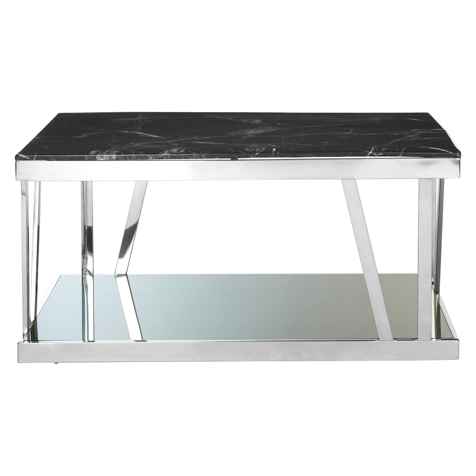 image 1 of Interiors By Premier Durable Marble Top Coffee Table, Contemporary Display Table For Lounge, Sleek Outdoor Decorative Table Black