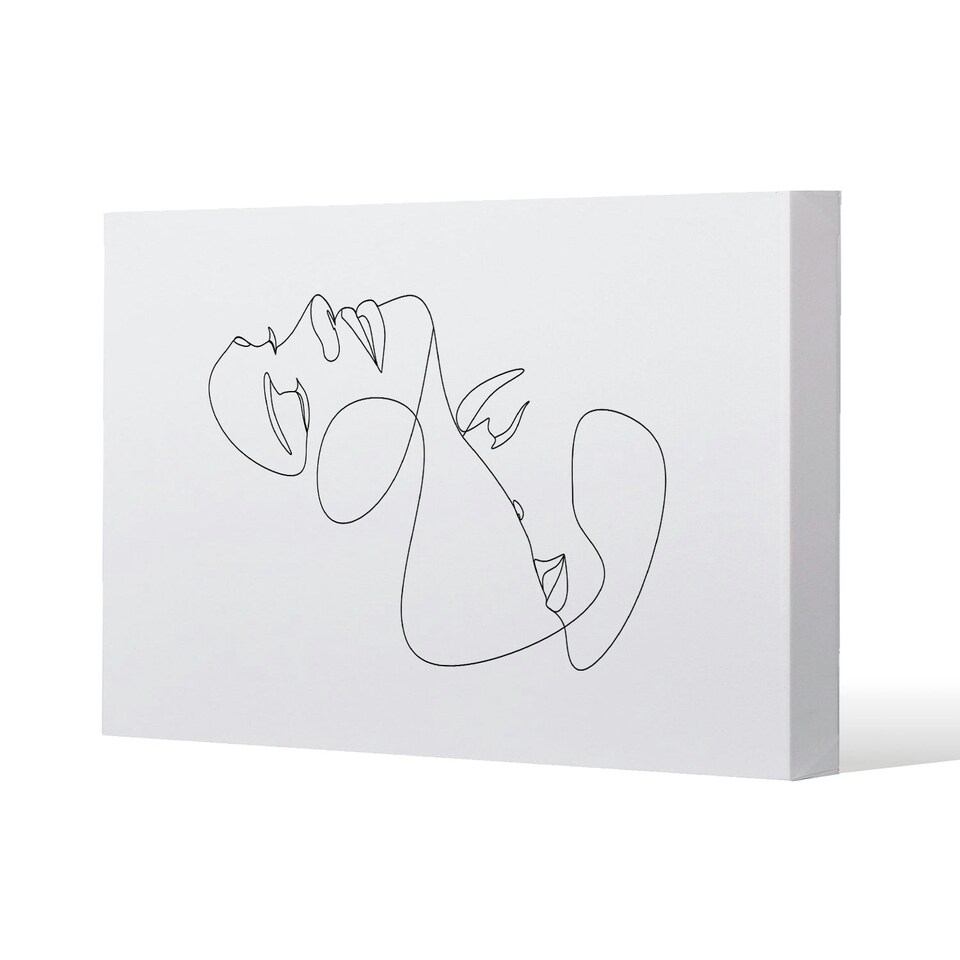 image 1 of man and woman touch by one line (Canvas Print) 152 x 101 x 4cm