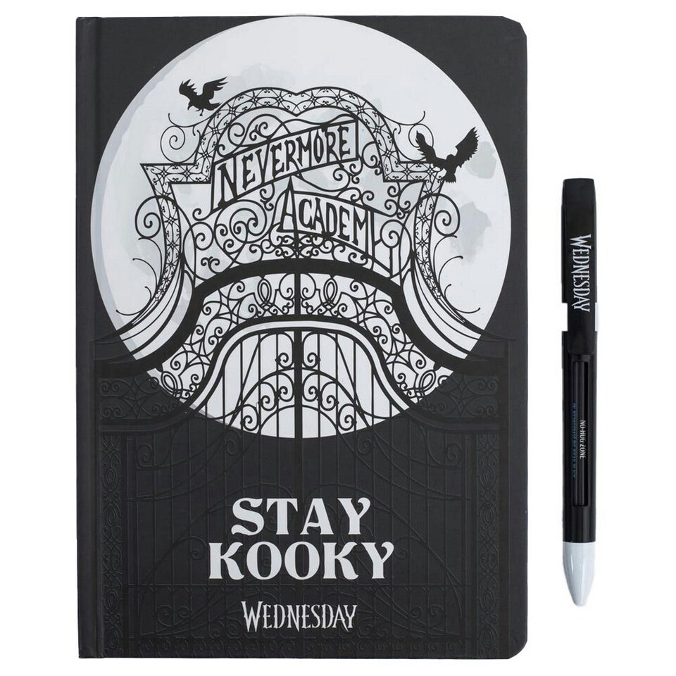 image 1 of Wednesday Stay Kooky Notebook & Pen Set - Black/Grey - One Size