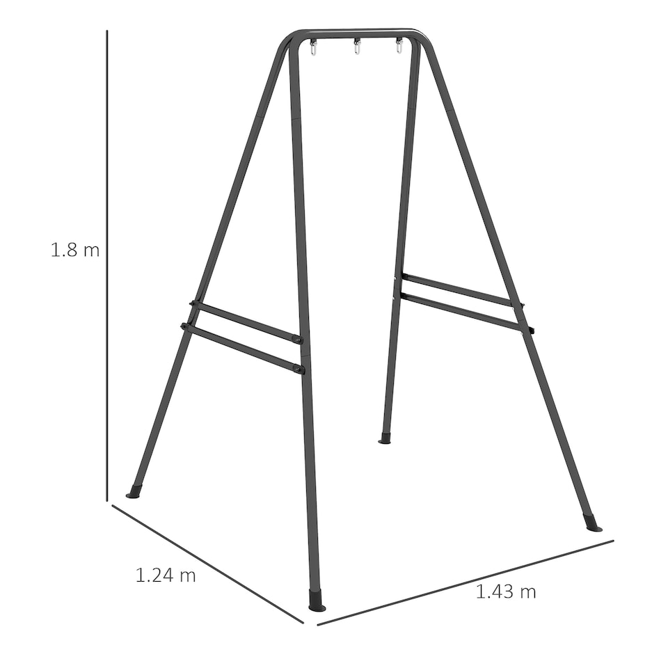 image 1 of Outsunny Hammock Chair Stand Metal Frame Hammock Stand Only, Black | Black | Black