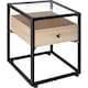 image 1 of Nightstand with glass surface and drawer | Brown | industrial wood light, oak Sonoma | 45 x 43 x 54,50 cm | 1