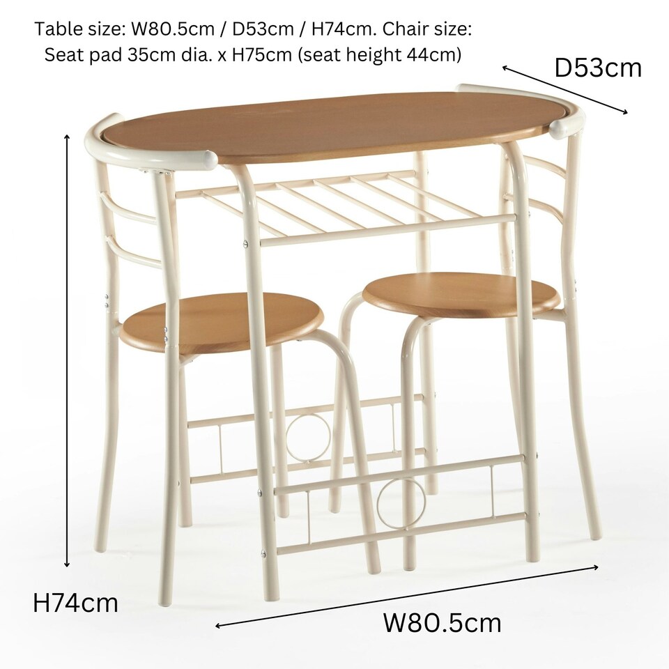 image 1 of Greenhurst 2-Seater Compact Dining Set – Light Oak Table & Chairs for Small Spaces Brown | Buttermilk