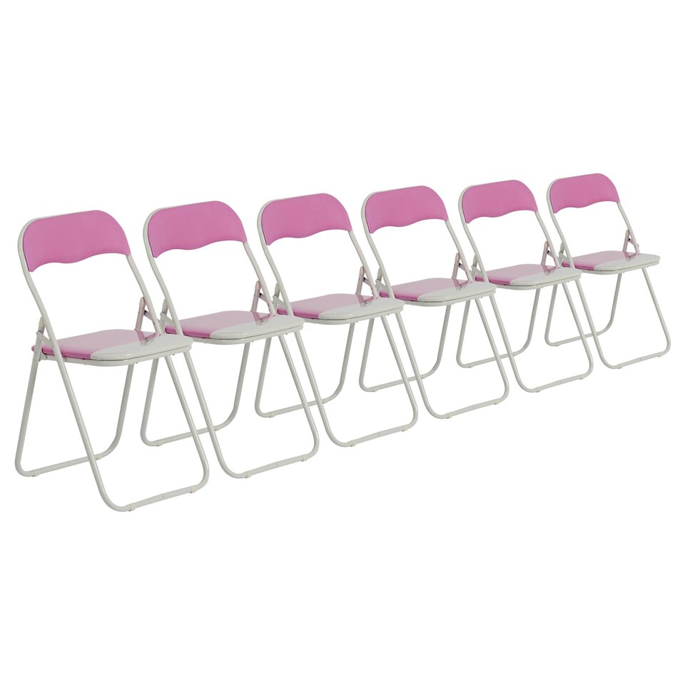 image 1 of Harbour Housewares Coloured Padded Folding Chairs - Pink - Pack of 6 | Pink | Pink