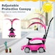 image 4 of COSTWAY 3-in-1 Ride on Push Car w/ Adjustable Canopy Pink
