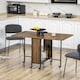 image 2 of HOMCOM Mobile Drop Leaf Dining Table on Wheels with Shelf Light Brown