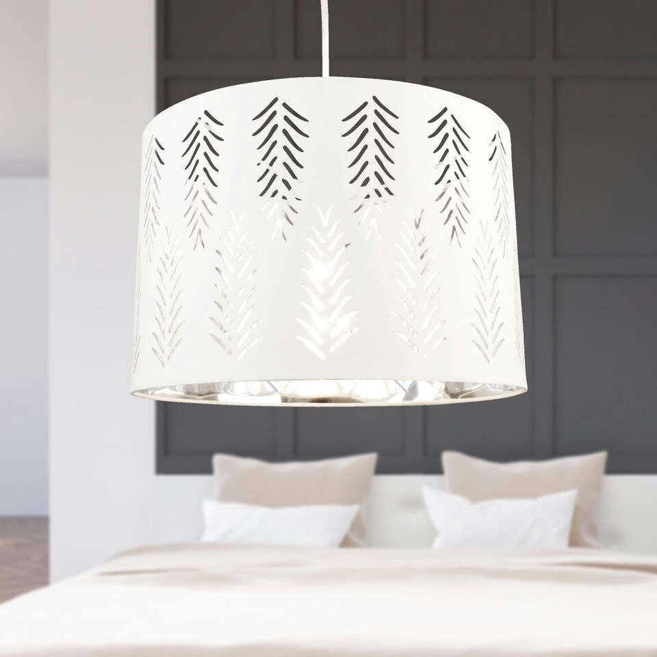 image 1 of First Choice Lighting Set of 2 Spruce White Cut Out Shades with Chrome Inner White | Chrome