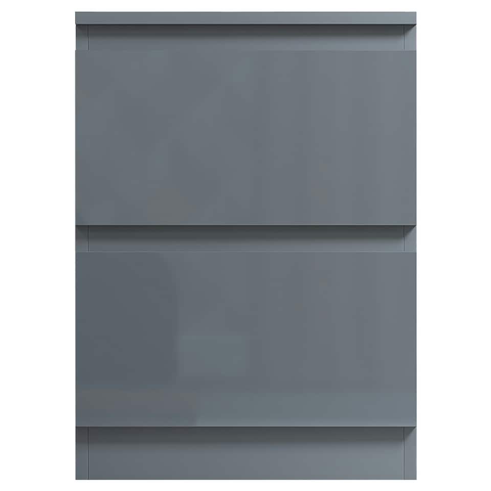 image 1 of FWStyle Stora 2 Drawer Bedside Cabinet - Grey Gloss Front