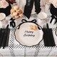 image 2 of Happy Birthday Black Bow Cream Elegant Milestone Round Paper Plates 27cm - Pack of 6 Black
