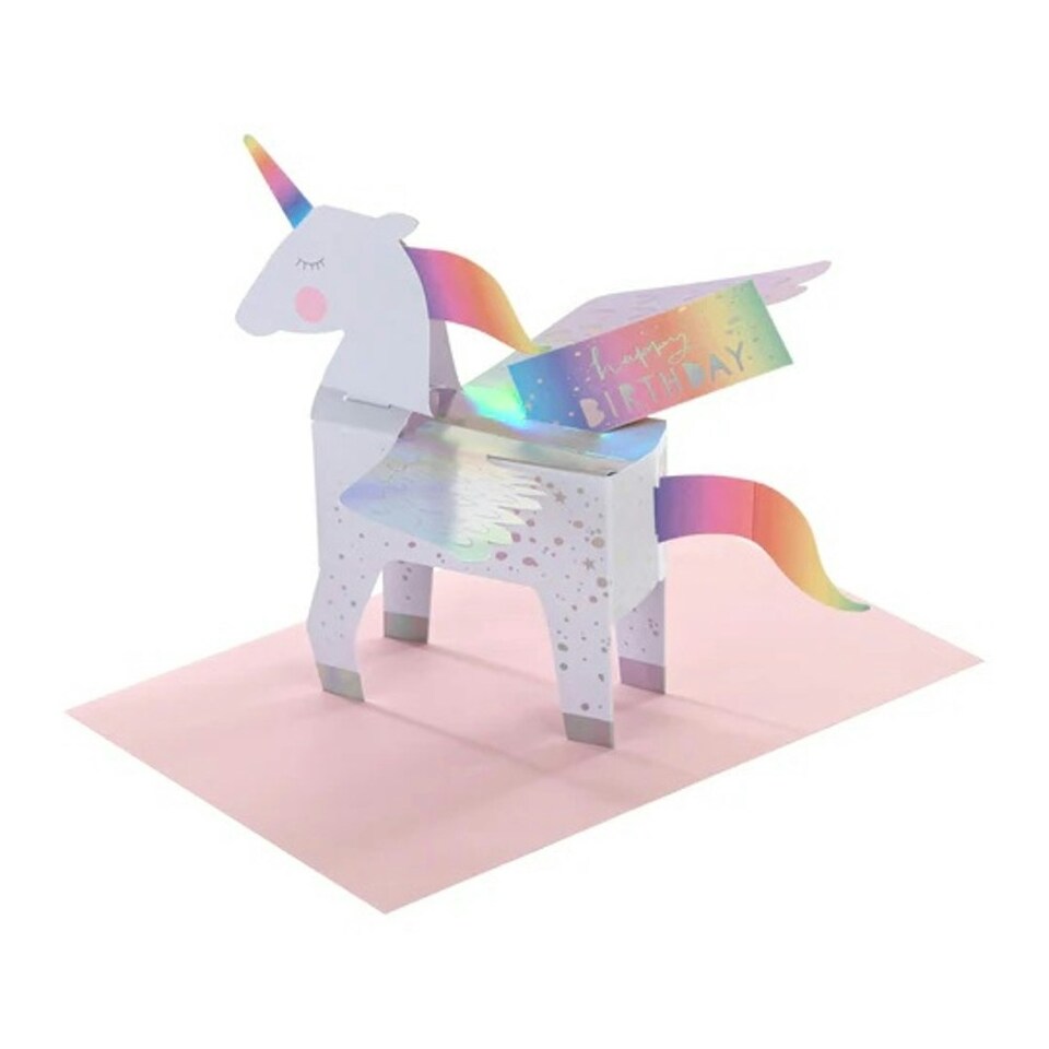 image 1 of 3D Pop-Up Unicorn Design Birthday Card