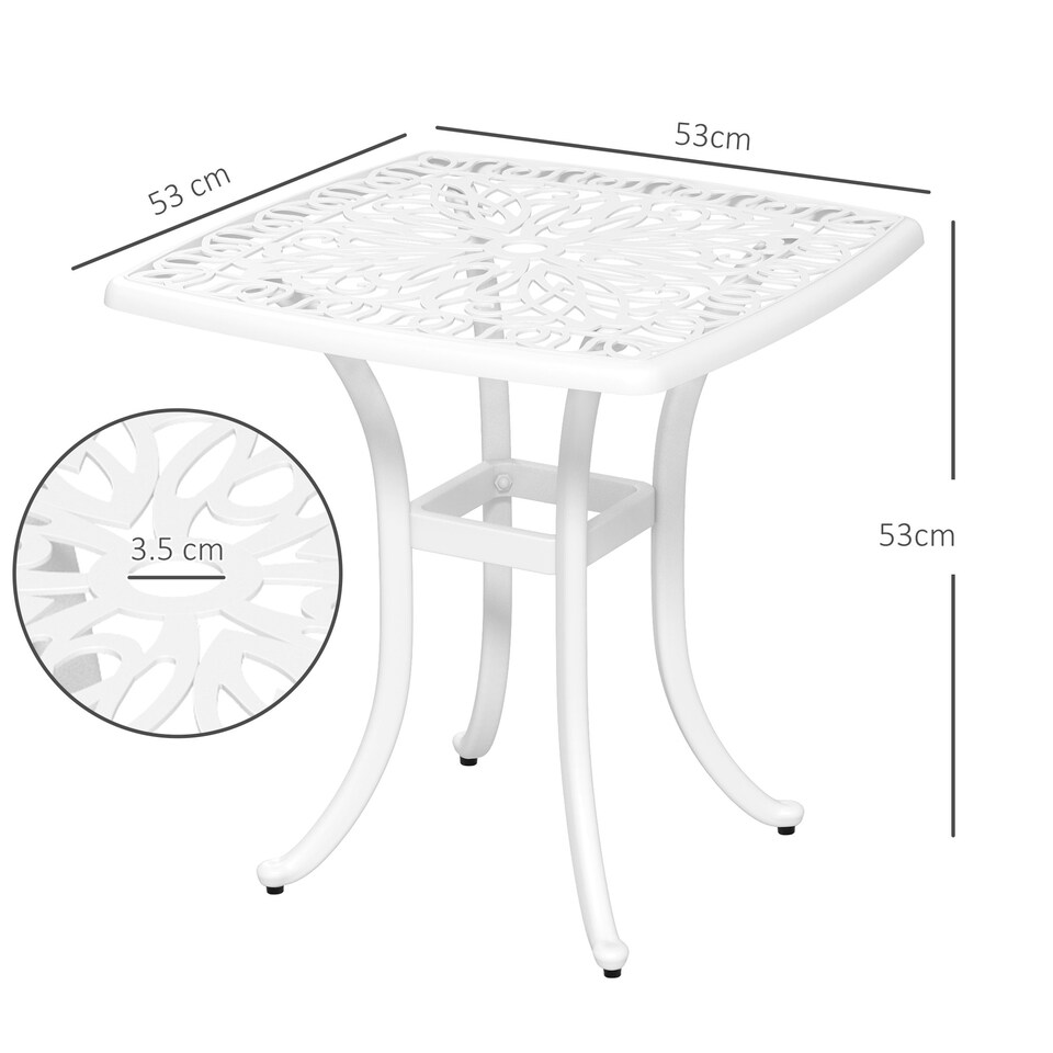 image 1 of Outsunny Cast Aluminium Bistro Table with Umbrella Hole, Bronze Tone