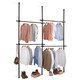 image 1 of Telescopic Double Rail Clothes Wardrobe Organise Hanging Rack Adjustable Storage Black Black | One Size