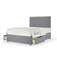 Silver Plush Velvet 2 Drawer Divan Base and Valencia Headboard King Size