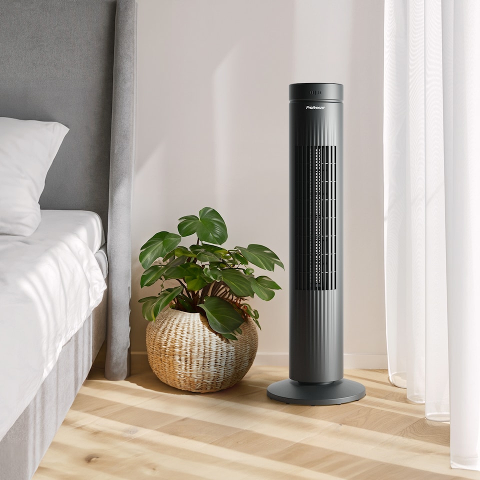 image 1 of Pro Breeze Oscillating Tower Fan with Touch Panel- Black
