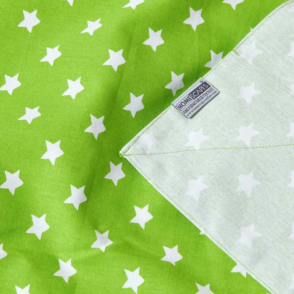 image 1 of Homescapes Cotton Stars and Stripes Decorative Green Sofa Throw Green
