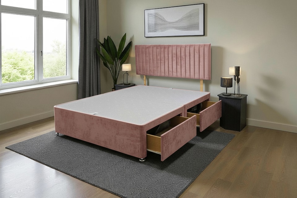 image 1 of Emily No Draw Divan Bed Base with Headboard Plush Velvet