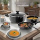 image 8 of Dinnerware Set for 6 People with Plates, Bowls, Utensils, Pots and Pans | Grey | grey/black | 45 pc | 1