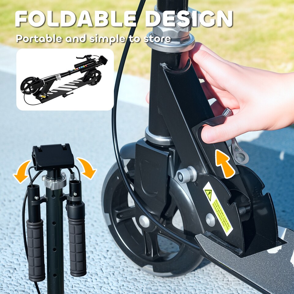 image 1 of AIYAPLAY Scooter for Ages 3-8 Years, Folding Kick Scooter with Adjustable Handle, Two Light Up Wheels, Handbrake, Rear Brake | Black