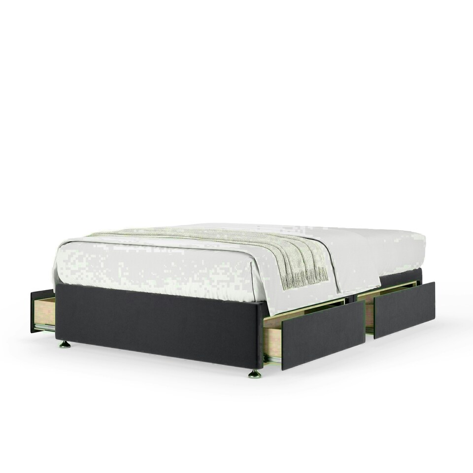 Graphite Plush Velvet 4 Drawer Divan Base Small Double