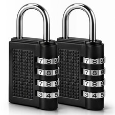 4-Digit Coded Padlock, Black Heavy-Duty Combination Padlock - 2pcs