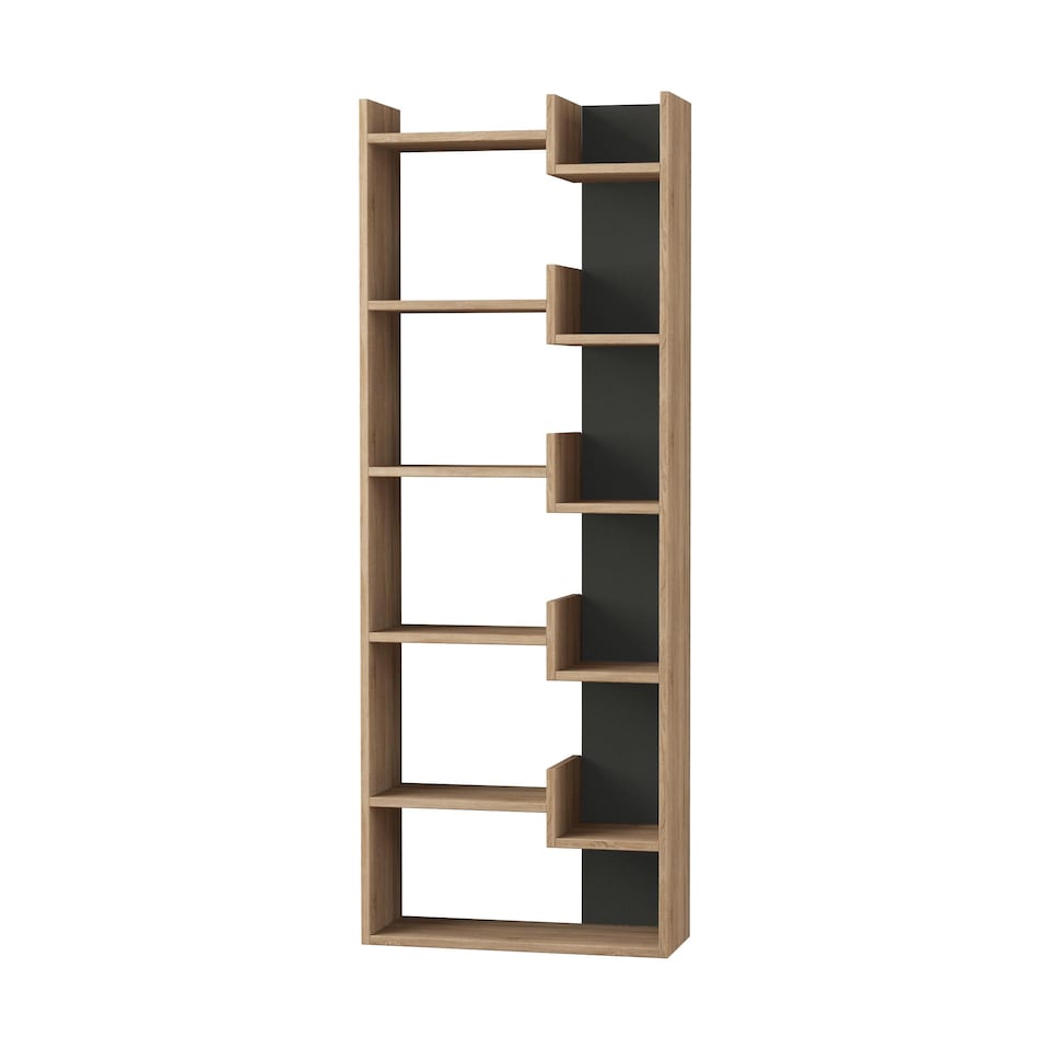 image 1 of Decortie Oppa Bookcase 60x22x162cm Oak Anthracite Grey