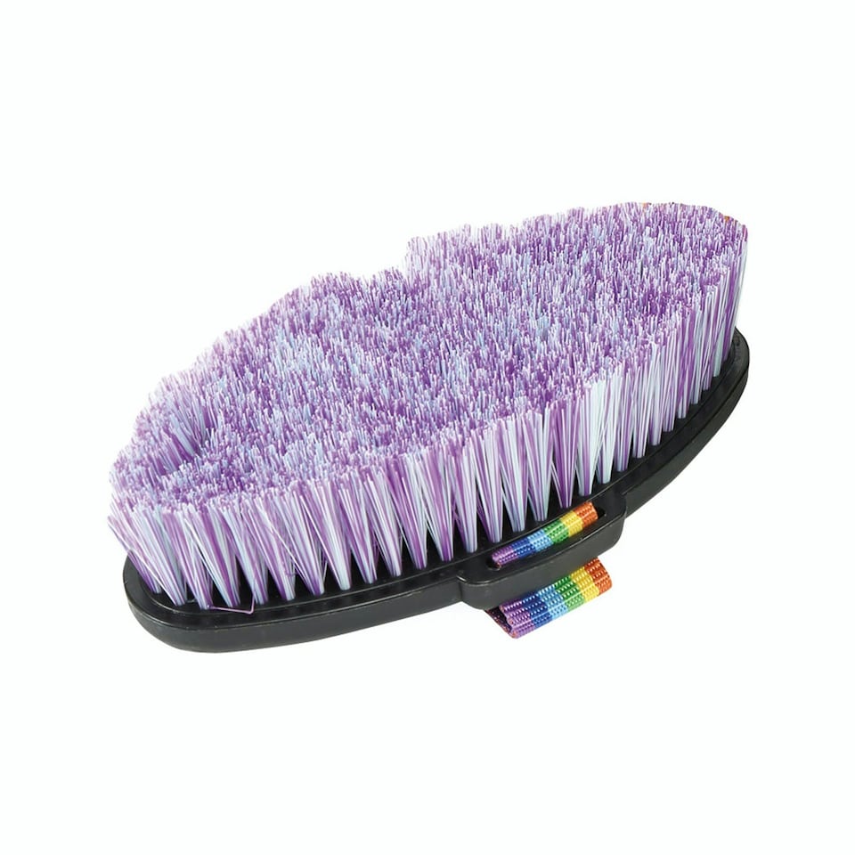 image 1 of Ezi-Groom Shape Up Horse Body Brush - Purple/Green - 35mm x 185mm x 95mm